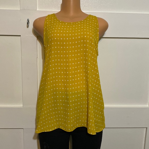 LOFT Tops - Yellow and white polka dot tank top